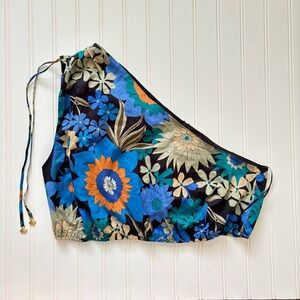 Rails | Women's Boho 100% Cotton Kim One Shoulder Top Azul Wildflower Size XL